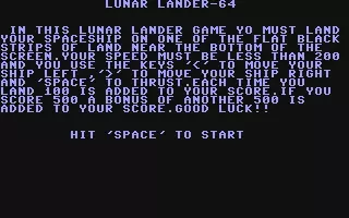 jeu Lunar Lander