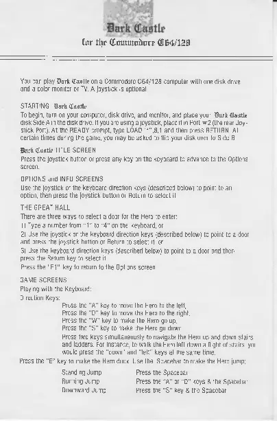 manual for Dark Castle