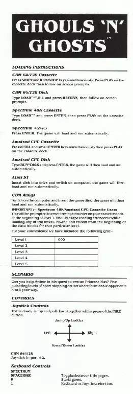 manual for Ghouls'n'Ghosts