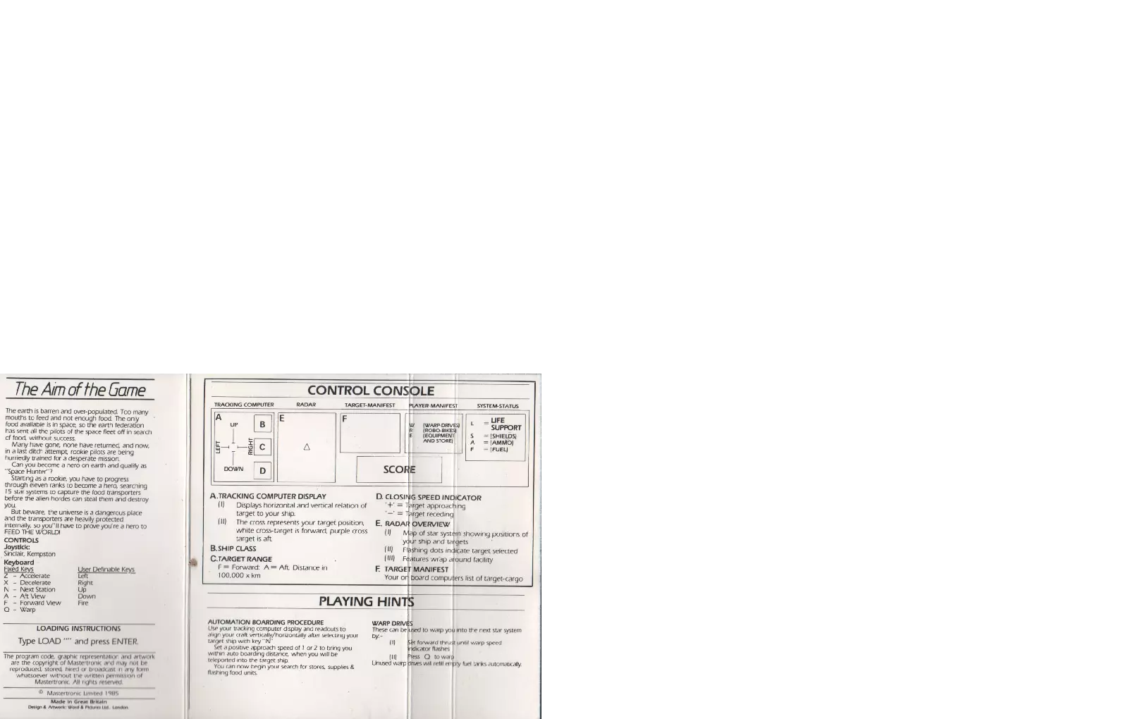 manual for Space Hunter