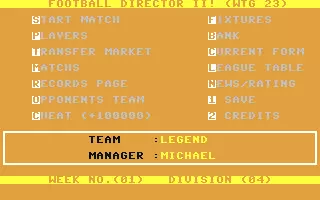 Image n° 1 - screenshots : Football Director II Image n° 1 - screenshots : Football Director II