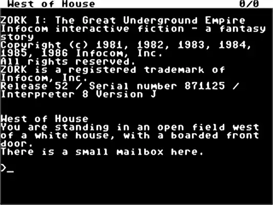 Image n° 2 - screenshots : Zork I - The Great Underground Empire