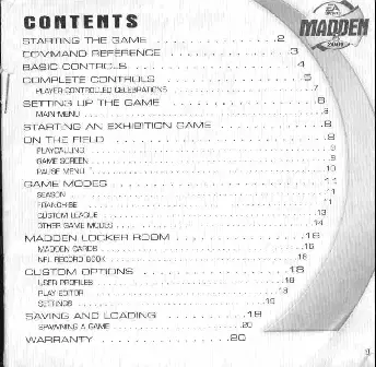 manual for Madden NFL 2001