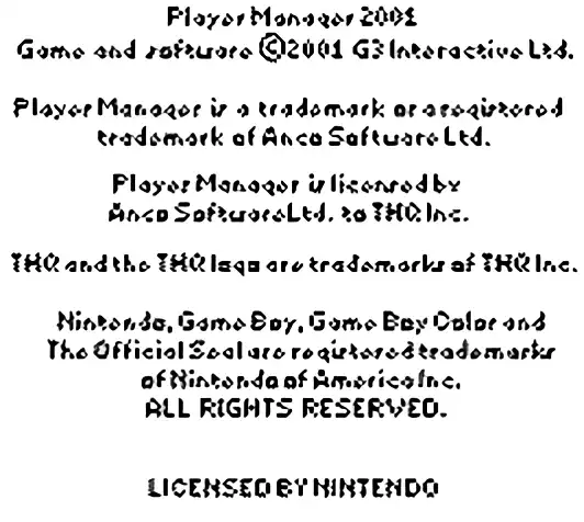 Image n° 10 - titles : Player Manager 2001 Image n° 10 - titles : Player Manager 2001