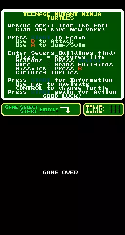 Image n° 3 - gameover : Teenage Mutant Ninja Turtles (PlayChoice-10) Image n° 3 - gameover : Teenage Mutant Ninja Turtles (PlayChoice-10)