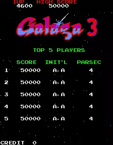 Image n° 2 - scores : Galaga 3 (rev. C) Image n° 2 - scores : Galaga 3 (rev. C)