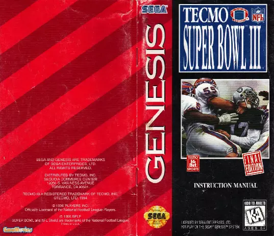 manual for Tecmo Super Bowl III -  Final Edition