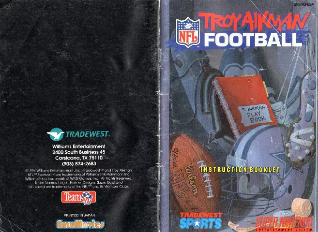 manual for Troy Aikman NFL Football