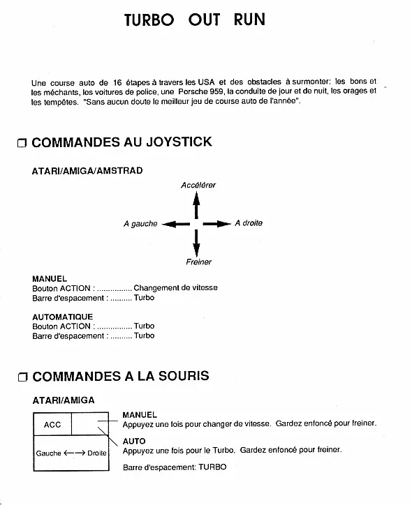 manual for Turbo Outrun