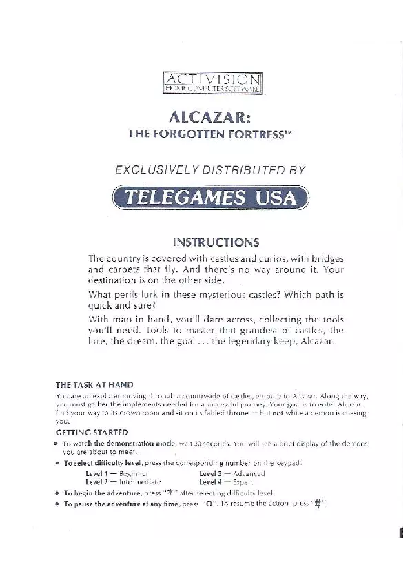 manual for Alcazar - The Forgotten Fortress