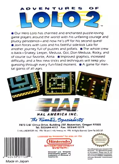 Image n° 2 - boxback : Adventures of Lolo 2 Image n° 2 - boxback : Adventures of Lolo 2