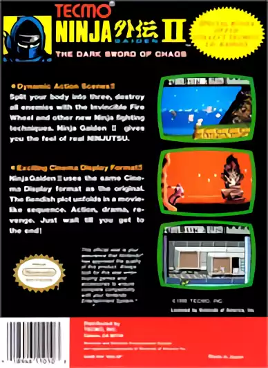 Image n° 2 - boxback : Ninja Gaiden II - The Dark Sword of Chaos