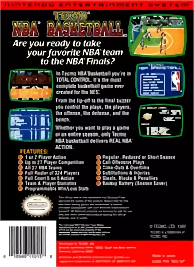 Image n° 2 - boxback : Tecmo NBA Basketball