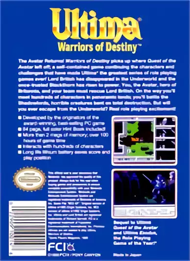 Image n° 2 - boxback : Ultima V - Warriors of Destiny