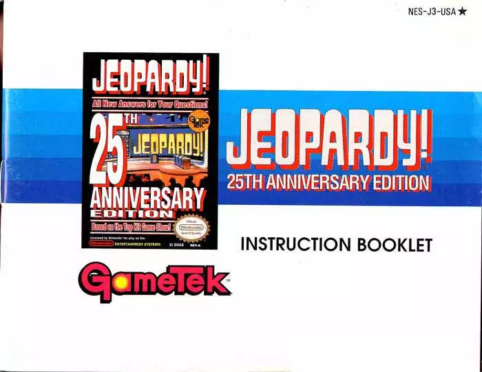 manual for Jeopardy! 25th Anniversary Edition