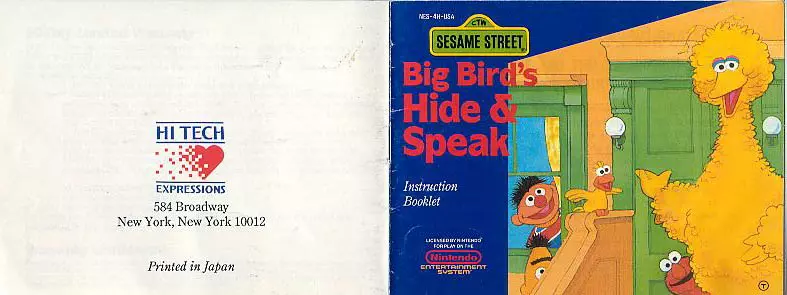manual for Sesame Street - Big Bird's Hide & Speak