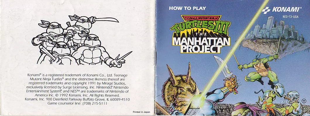 manual for Teenage Mutant Ninja Turtles III - The Manhattan Project