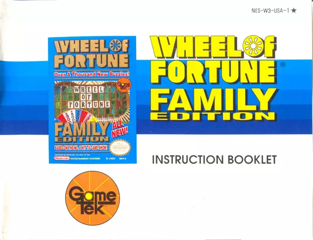 manual for Wheel of Fortune Family Edition