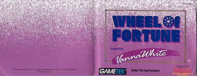 manual for Wheel of Fortune - Starring Vanna White