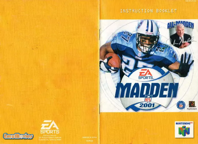 manual for Madden NFL 2001
