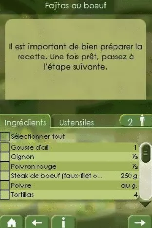 Image n° 4 - screenshots  : Mon Coach Personnel - Mes Recettes Plaisir et Ligne (DSi Enhanced)